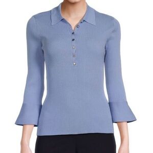 Karl Lagerfeld Light Blue Ribbed Button Down Shirt, Size XXS